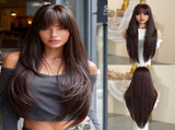 High-Density Synthetic Wig Heat-Resistant Wig Tea-Colored Wig Long Straight Wig raspberry wine red V1102-108-24340-RAS-85CM-33INCH