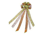 Xmas Tree Topper Wreath Bow Large Red Green Dot Present Bow for Xmas Ornament Holiday Handmade Home V1294-YM0901-3115240099511