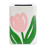 Floral Trash Can Large Mouth Cute Appearance Modern Style Garbage Waste Basket for Kitchen Bathroom V1294-YM0521-3117230064314