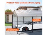 Heavy Duty Metal Carport, 10' x 15' Outdoor Carport with Galvanized Steel Frame & Roof, Car Tent V952-ZXCP10X15FT0DUG2BV0
