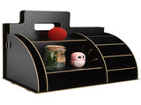 Wood Desktop Organizer Innovative Cosmetics Stationery Storage Rack for Home OfficeBlack V1294-YM0721-3117210041011