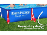 Bestway Swimming Pool 400x211x81cm Steel Frame Above Ground Pools w/ Filter Pump 5700L BW-POOL-SQ-4M-56425