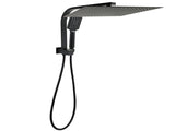 WELS Matt Black Dual Set 16" Extra Large Shower Head 3 Modes Handheld Gooseneck Arm Diverter V1233-A702BHS002M4CBKSS116B