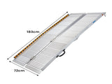 Kartrite 6ft Aluminium Foldable Wheelchair Ramp Non-Slip R02 Silver RAM-WCR-R02-6FT