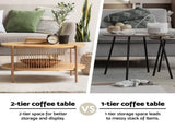 Artiss Coffee Table 2-Tier Round Wood FUR-Z-COF-0102-WD