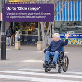 EQUIPMED Electric Wheelchair Folding, Long Range, Airline Approved, Lithium Battery, 24" Light Rear V219-HELWLCEQPKB2A