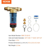 Spin Down Filter, 40 Micron Whole House Sediment Filter for Well Water, 3/4" G-M 1" G-M 3/4" V952-SDCXQZSGLQFCT30OFV0