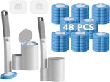 2 Pack Disposable Toilet Brush and Holder Set,Extended Handle with 48 Cleaner Refills Toilet Brush V1258-DP02-C-1318