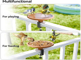 12 Inch Adjustable Bird Bath Bowl with Deck Mount, Tool Free Setup for Balcony Railing and Outdoor V1189-LC-RY-00011