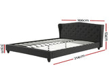 Artiss Queen Bed Frame Wingback Headboard Charcoal Grey Linen Upholstered Platform Bed Base BFRAME-G-PIER-Q-CA-ABC