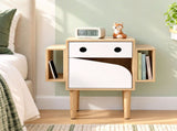 Artiss Bedside Table with Drawer Robot Design for Kids' Room Bedroom Pine FUR-AE-BS-BOT-WD
