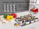 Upgrade Magnetic Spice Jars 12pcs with Wall Mounted,Stainless Steel Spice Tins with Lid and Small V1192-AZ-W-12466