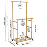 Double Rail Heavy Strong Rolling Clothes Rack with Trousers Rack & Bottom Shelf V767-JJ-ZY643