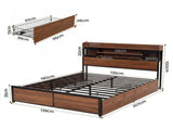 Artiss Double Bed Frame with Charging Station 4 Drawers Storage Oak MBED-D-EVA-D-WD-AB
