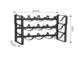 Artiss 3-Tier Wine Rack Metal Freestanding 12 Bottles Modular Countertop Wine Display Shelf Black FUR-U-WINE-01-12B