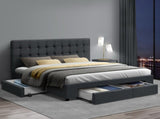 Artiss Bed Frame Double Size with 4 Drawers Grey AVIO BFRAME-F-AVIO-D-CHA-ABC