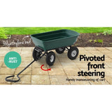 Gardeon Garden Cart Dump 270kg Hand Trailer Trolley Wagon Wheelbarrow Pull 75L GCT-DUMP-270KG-GN