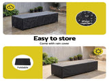 Gardeon 2PC Sun Lounger PE Rattan Recliners with Cup Holder Cushion Rain Cover FF-LOUNGE-TB-2X-GR