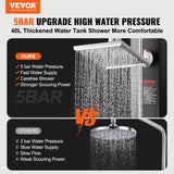 Outdoor Solar Heated Shower, 40L Poolside Shower Kit with 2 Shower Head and Foot Shower Tap, V952-TYNLYQHSPVCLRGYW5V0