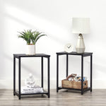 VASAGLE Side Table Set of 2 Charcoal Gray and Black with Storage Shelf V227-9101101041160