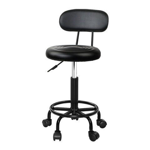 Artiss Salon Stool Swivel Chair Backrest SALON-B-4128-NEW-BK