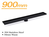 WaterMark Matt Black 900mm Tile Insert Shower Grate Floor Drain 50mm Flow Waste V1233-LGTI01900DP