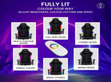 Overdrive Gaming Chair, with Bluetooth Speakers, RGB LED Lights, Reclining Game Armchair, Black V219-OFFGCROV5BKA
