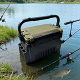 Double-layer multi-function outdoor storage fishing box, can be used as a stool, convenient storage V1102-HEYJ-004