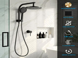 Cefito 9'' Rain Shower Head Set Handheld Round High Pressure Mixer Tap Chrome SHOWER-A1-RO-9-BK-MIXER-RO
