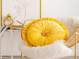 Round Velvet Cushion Ruffled Flower Cushion Decorative Sofa Throw Pillow V1294-YM0716-220628DJ01-2
