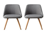 Artiss Dining Chairs Set of 2 Fabric Wooden Grey UPHO-D-DIN203A-GYX2