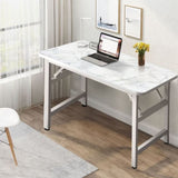 SOGA 120x60 White Foldable Computer Study Table Easy Assembly Desk No Chair COMTABLEF3