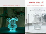 Transparent Elegant Glow-in-the-Dark Glass Vase - Vintage-Style Ruffled & Ribbed Centrepiece V888-ELOSUNG32841