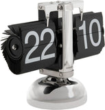 Black Flip Table Clock with Chrome Stand, Modern Retro Desk Clock, 9.5 x 21 x 16.5 cm V1188-MS-731-112