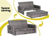 Gardeon Outdoor Day Bed Sun Lounge Setting Wicker Lounger Patio Furniture Grey ODF-SUNBED-RCL-GE-AB