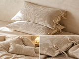 Linen Cotton Pillowcase Pair with Tie Closure Floral Pillow Covers 48x74cm V888-ELOSUNG54962-3