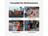 2 Pack Traffic Delineator Posts, 1140 mm Traffic Safety Cones with Fillable Base and Reflective V952-TCDZJTJSZHS4ZA5MR001V0