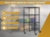 Modular Wire Storage 60x60cm Steel Shelving Black With Wheels For Garage Warehouse Or Kitchen V63-841251