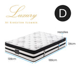 KINGSTON SLUMBER Luxury 34cm Double Mattress, Medium Firm, Euro Top, 5-Zone Pocket Spring Foam V219-BEDMATKSMD3A