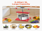 0.8 Gal/3L Fruit Wine Press, 2 Stainless Steel Barrels, Manual Juice Maker, Cider Apple Grape V952-GJYZJTMBXG3L4YRM6V0