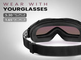 OutdoorMaster OTG Ski Goggles - Over Glasses Ski/Snowboard Goggles for Men, Women & Youth - 100% UV XFOM-OM5-BLGY