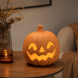 Halloween Pumpkin Light, Matte Terracotta Style Pumpkin Candle Holder, Hollow Face Tabletop Decor V1366-AZ2-W-13190