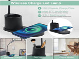 2 in 1 Led Desk Lamp with Wireless Charger & Pen Holder,USB 3 Modes Dimmable Table Lamp with Touch V1192-AZ-W-26633