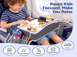 Keezi Kids Travel Tray Car Seat Lap Desk Portable Car Desk Organiser for Car & Airplane Grey KTT-44-GY