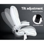 Artiss 8 Point Massage Office Chair PU Leather White MOC-1223-WH