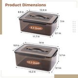 2PCS Marinating Containers with Lids, 12.5 & 8.3 Quart Airtight Plastic Brining Containers, Food V1369-AZ3-W-08733