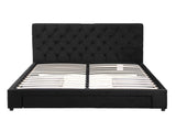 Artiss Queen Bed Frame Storage Charging Station Upholstered 3 Drawers USB Type-C BFRAME-G-LUNA-Q-BK-ABC
