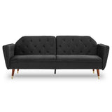 Sarantino Faux Velvet Tufted Sofa Bed Couch Futon - Black SOFA-M2540-SUE-BK
