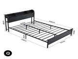 Artiss Bed Frame Queen Size with Storage Shelf Headboard Charging Station GRID MBED-D-GRID-Q-BK-AB