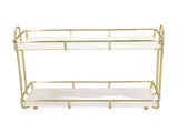 2 Tier Bathroom Shelf Countertop Standing Shelf with Partition Cosmetic Storage Rack Holder Gold V1294-YM0703-3112230031211
